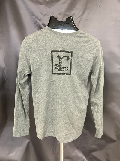 Sweatshirt with custom logo embroidery on front, displayed on a mannequin.